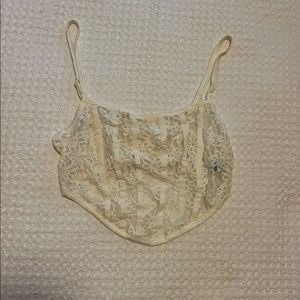 Floral lace crop tank